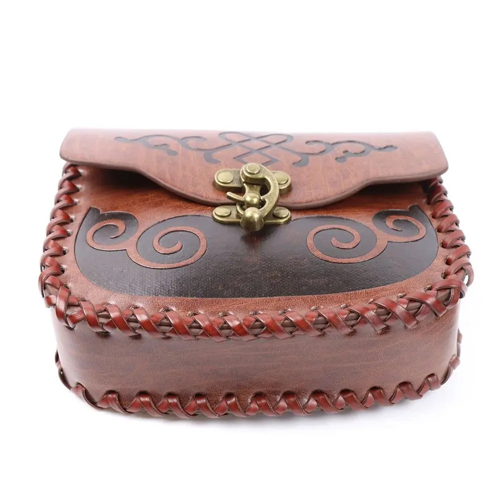 Viking Medieval Belt Pouch | PU Leather Coin Purse Fanny Pack Medieval Belt Pouch HIP