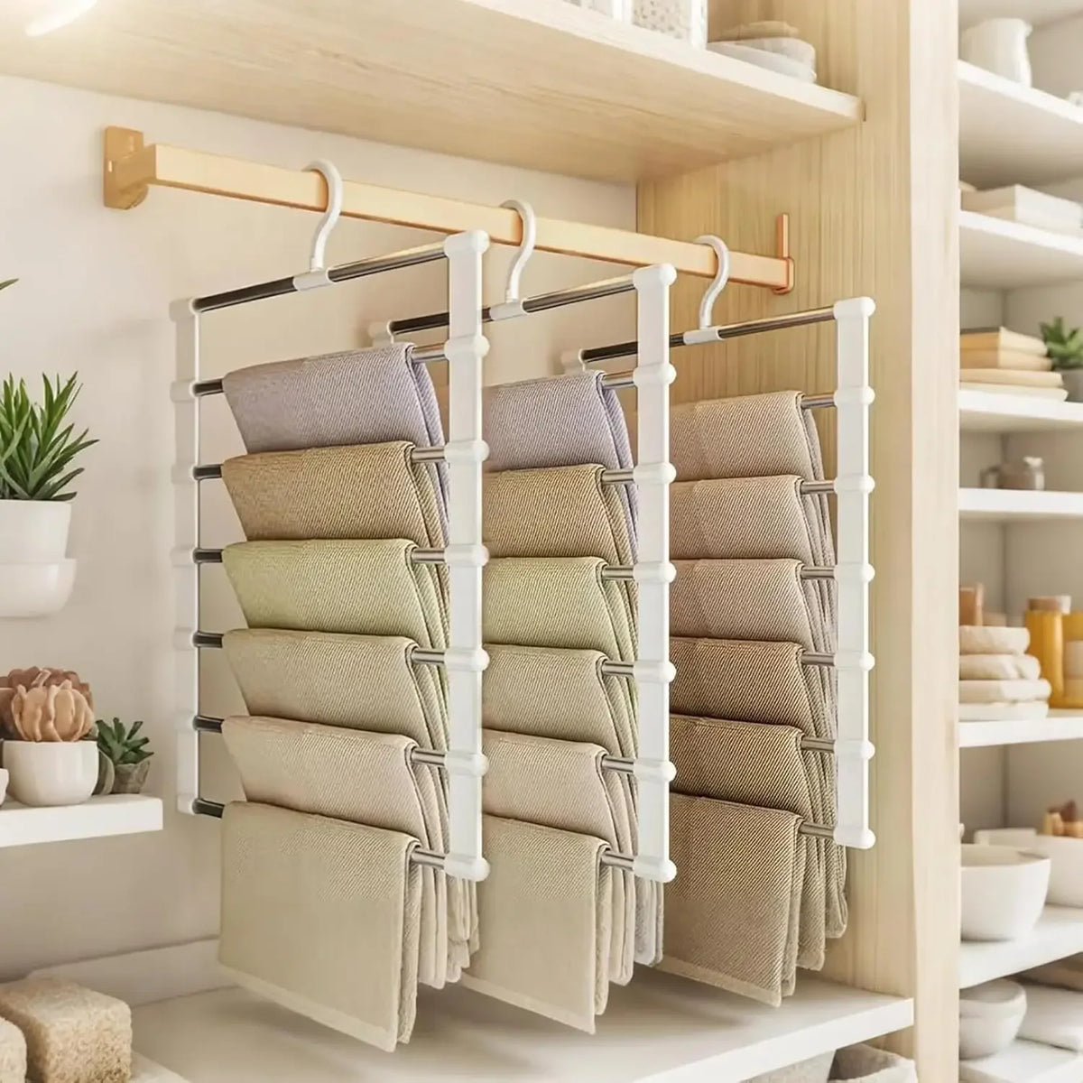 5/7 Layer Stainless Steel Pants Hanger – Space-Saving Closet Rack Pants Hanger Rack HIP