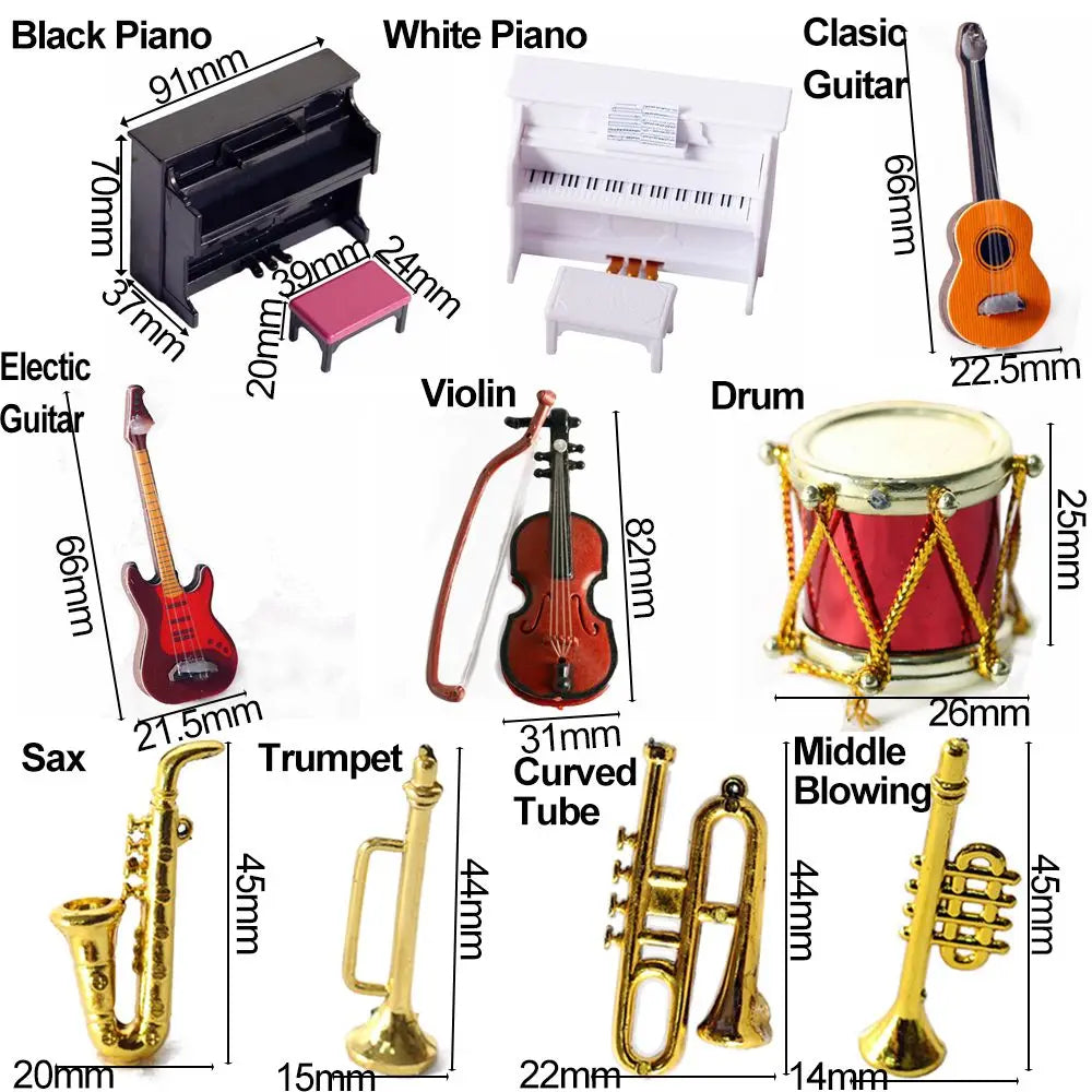 1/12 Miniature Musical Instruments Set – Dollhouse Accessories Dollhouse Accessories HIP