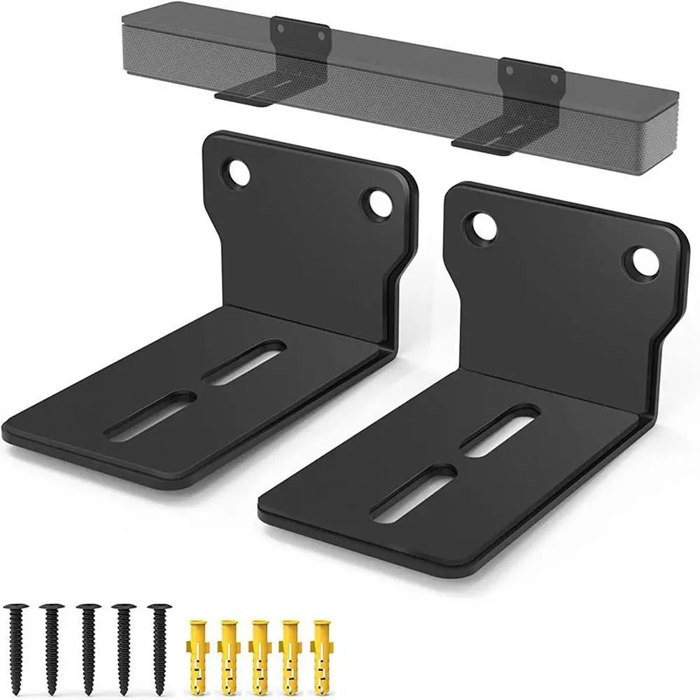 Universal Soundbar Wall Mount Bracket – Anti-Drop Metal 2-Pack Soundbar Wall Bracket HIP Silver