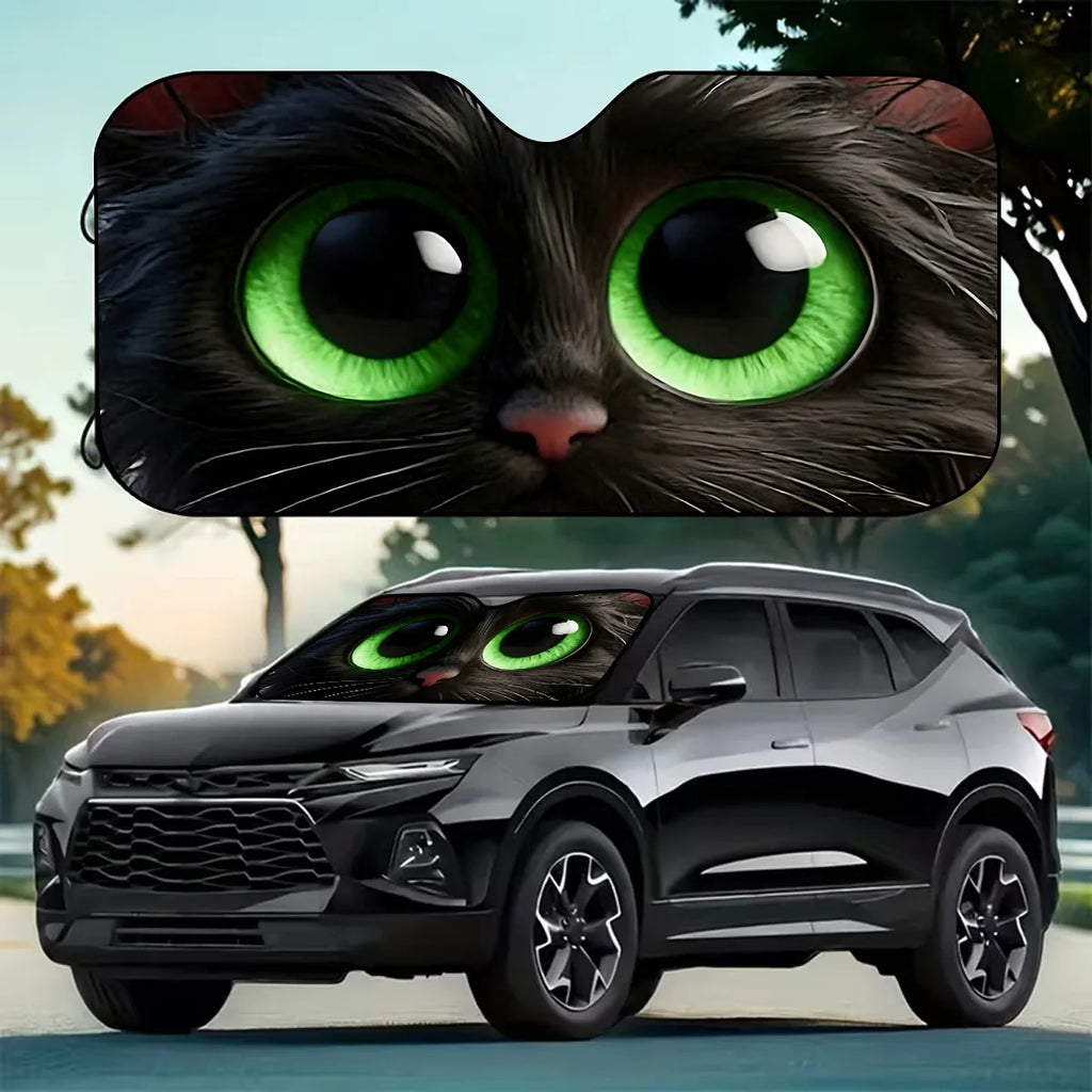 Cat-Shaped Foldable Car Sunshade – Cute Big Eyes UV Block Car Windshield Sunshade HIP