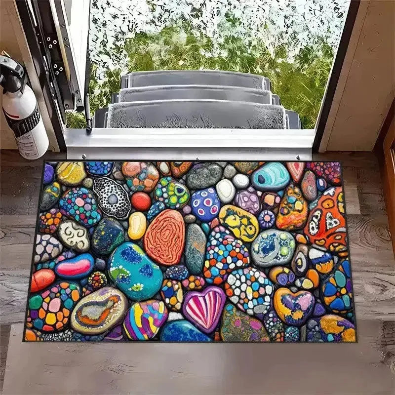 2D Cobblestone Doormat – Non-Slip Indoor/Outdoor Entrance Rug Indoor Outdoor Doormat HIP 5 40x60cm-Felt