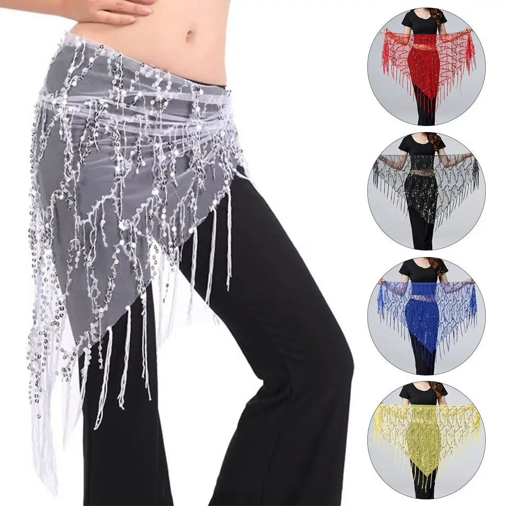 Sequin Tassel Belly Dance Hip Scarf – Women's Waist Belt Dance Hip Scarf HIP