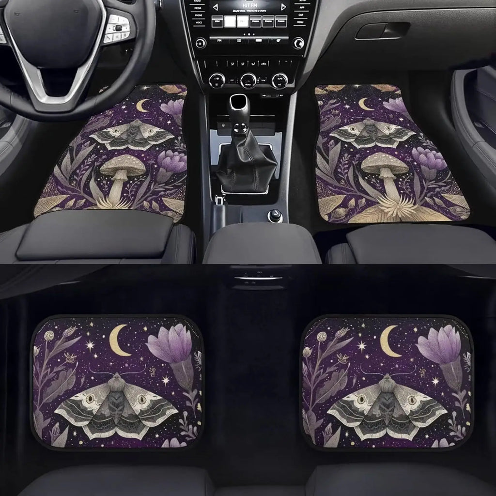 4-Piece Purple Moth Moon Car Floor Mats – Universal Fit Car Floor Mats HIP