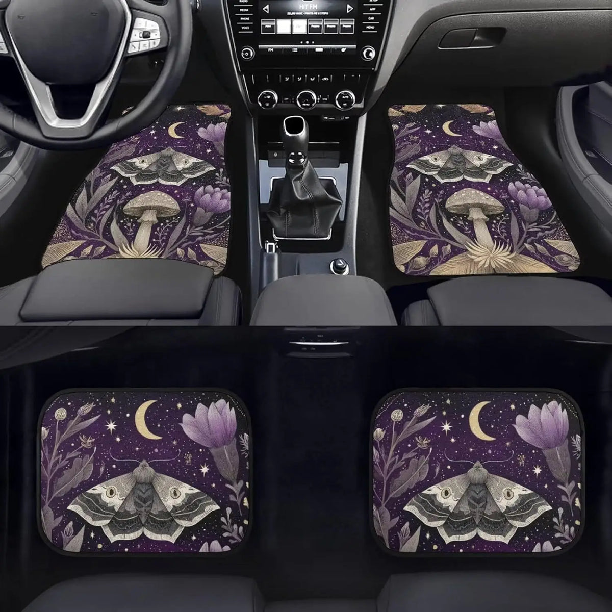 4-Piece Purple Moth Moon Car Floor Mats – Universal Fit Car Floor Mats HIP