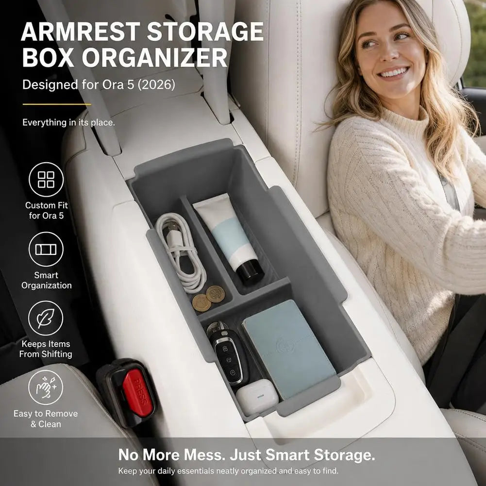Interior Storage Box For 2026 GWM ORA 5 Maan Brown Center Console Organizer Cup Holder Mat Phone Slot Tray Car Accessories HIP