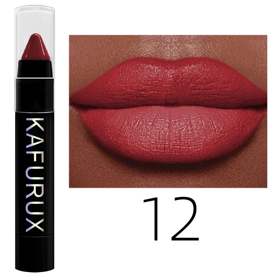 15 Colors Nude Velet Matte Lipstick Pencil Waterproof Long Lasting Red Brown Pink Lip Liner Pen Non-Stick Cup Makeup Lip Tint Pe HIP 12