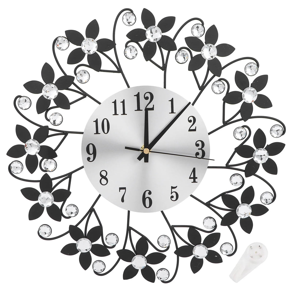 Modern Metal Wall Clock Crystal Home Office Decor Silent Metal Fashion Wall Clock HIP WHITE