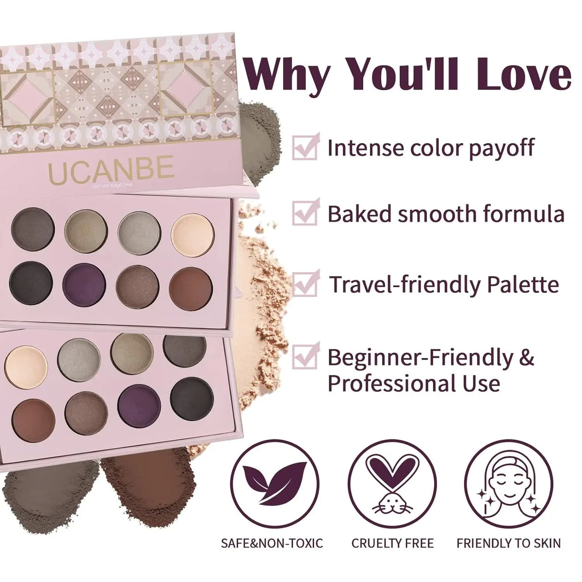 UCANBE 8-Color Eyeshadow Palette – Nude Smokey Earthy Tones Eyeshadow Palette HIP