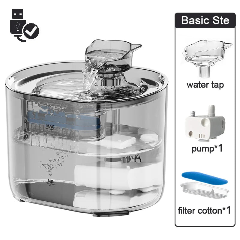 Cat Water Fountain Automatic Cats Dog Drinking Fountain with Recirculate Filters USB Electric Water Pump Pet cat Water Dispenser HIP No sensor