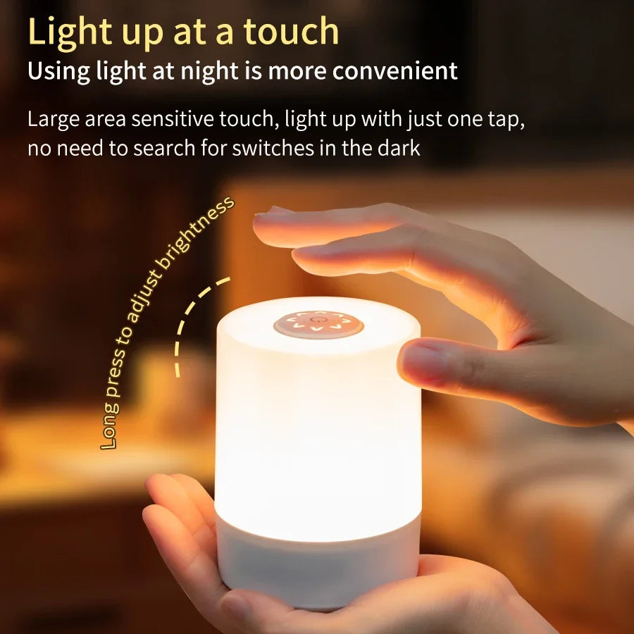 LED Touch Night Light USB Rechargeable Table Lamp With Remote Control Switch 3 Colors Dimmable Bedside Night Lamp Bedroom Decor HIP