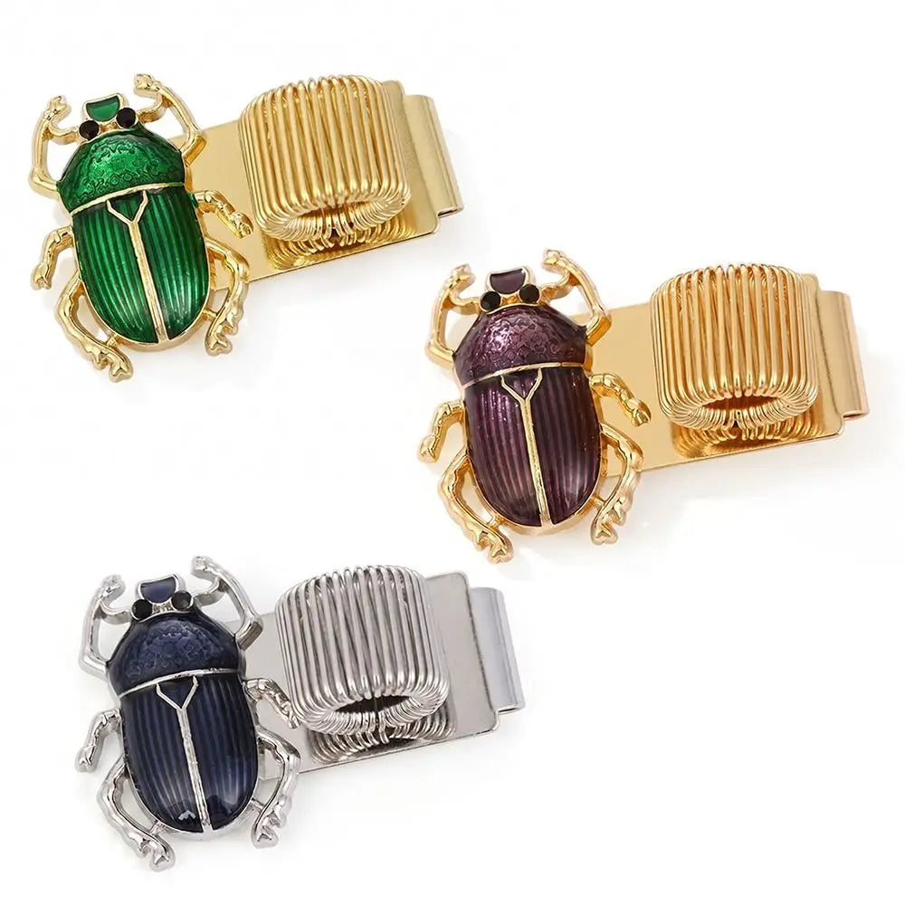 Metal Scarab Beetle Pen Clip with Spring Loop for Notebooks Pen Clip Bookmark HIP