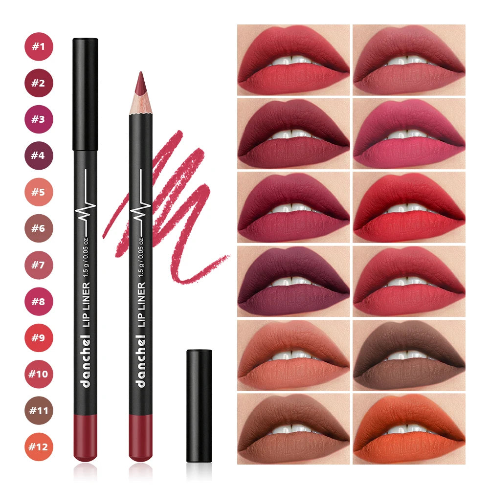 12 pcs Long-Lasting Lipstick Set with Professional Lip Liner Pencil and Matte Lip Gloss for Women Valentine's Day Gifts HIP