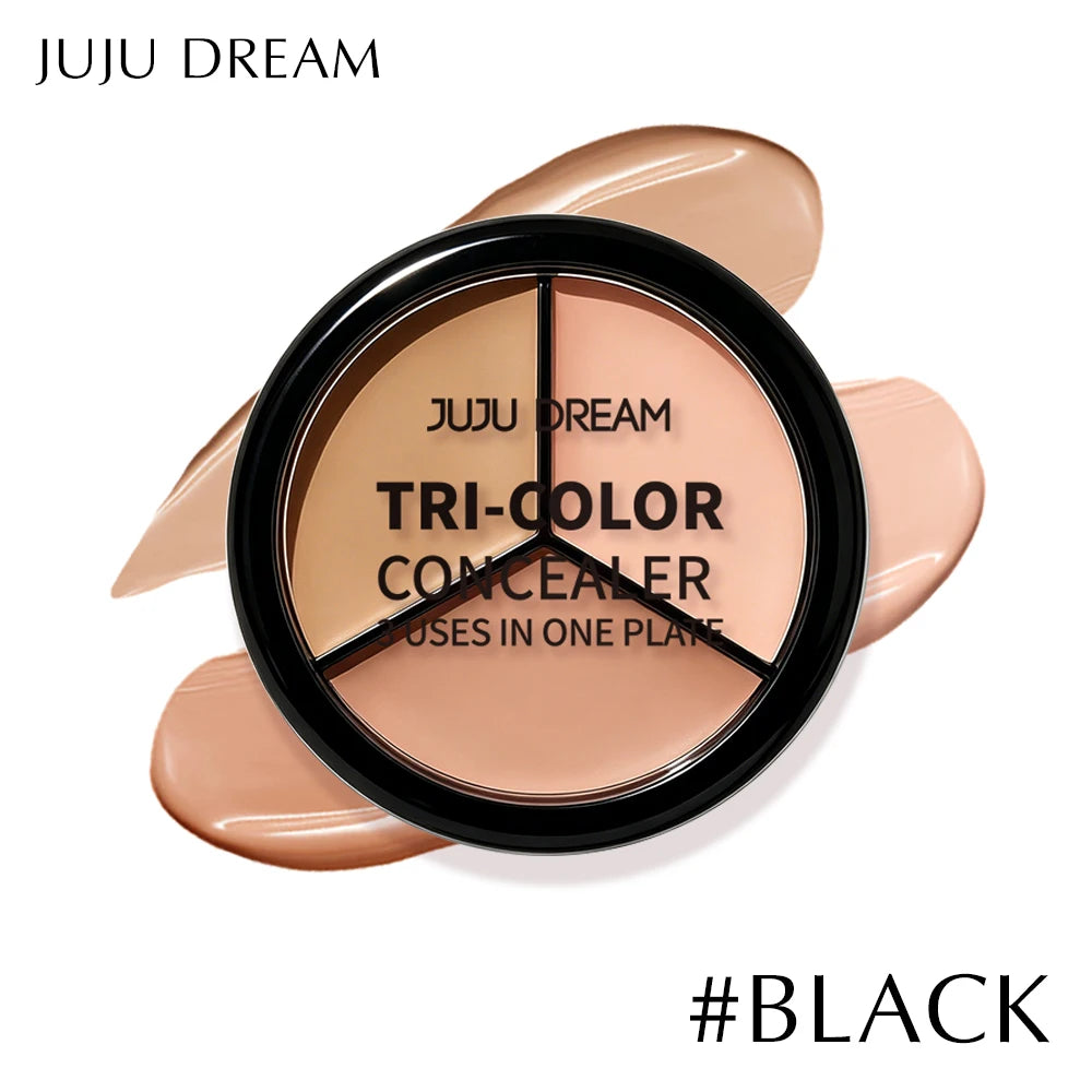 JUJU Dream 3-Color Concealer Palette – Full Coverage Contour Concealer Palette HIP BLACK