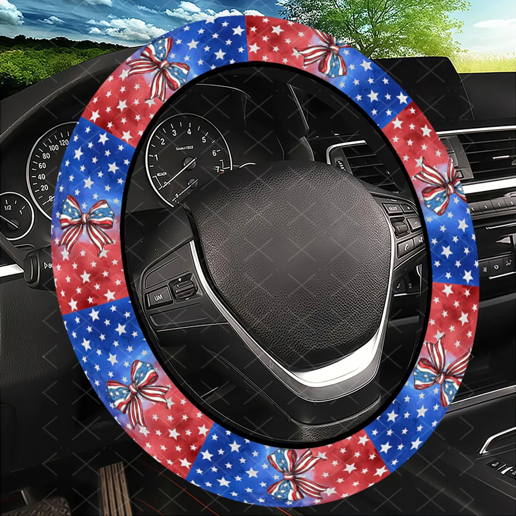 Patriotic American Flag Steering Wheel Cover – Anti-Slip Steering Wheel Cover HIP black
