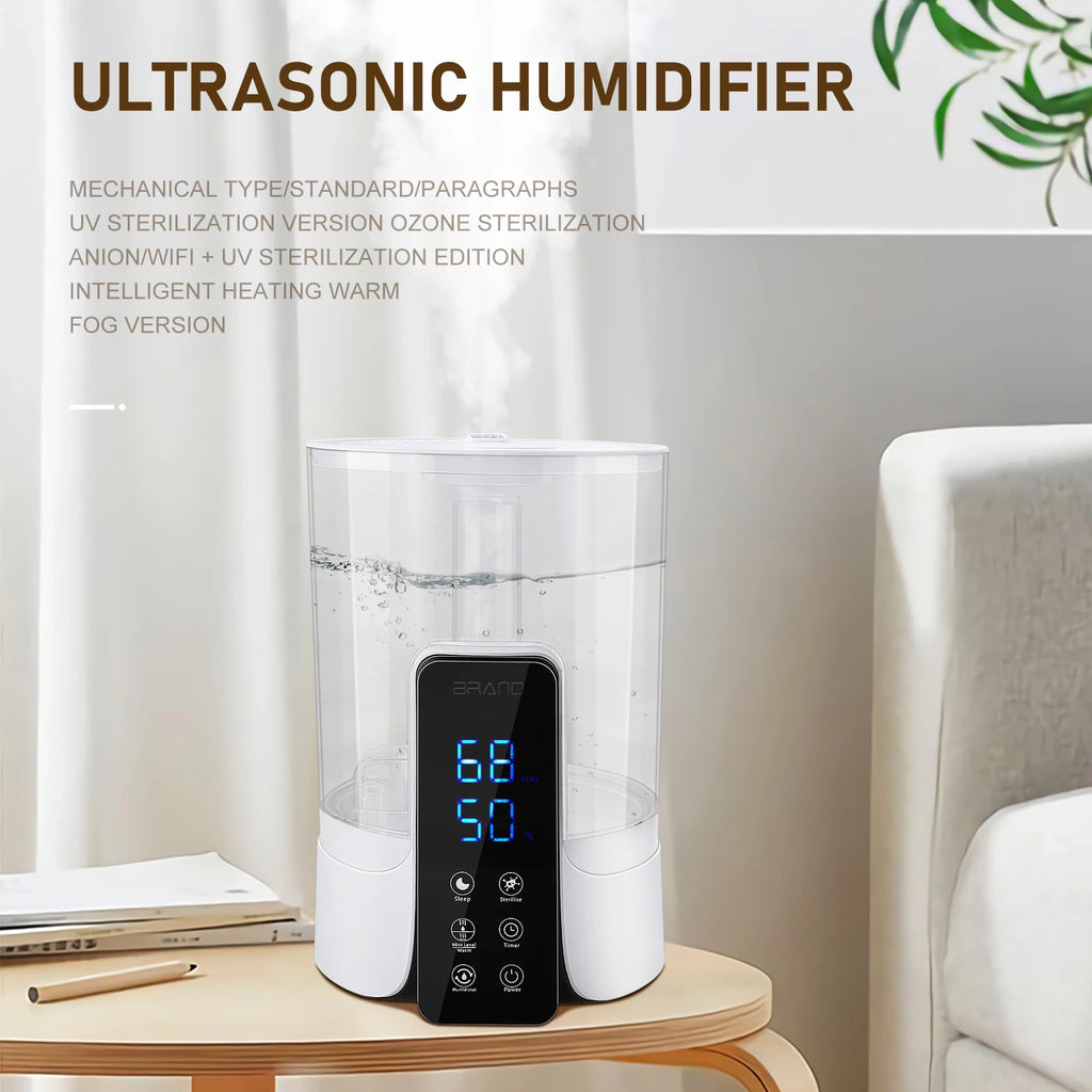 Bedroom Humidifier Large Humidifier Warm Cool Mist Humidifier 6L Large Capacity Quiet Bedroom Air Humidifier for Home Room White HIP