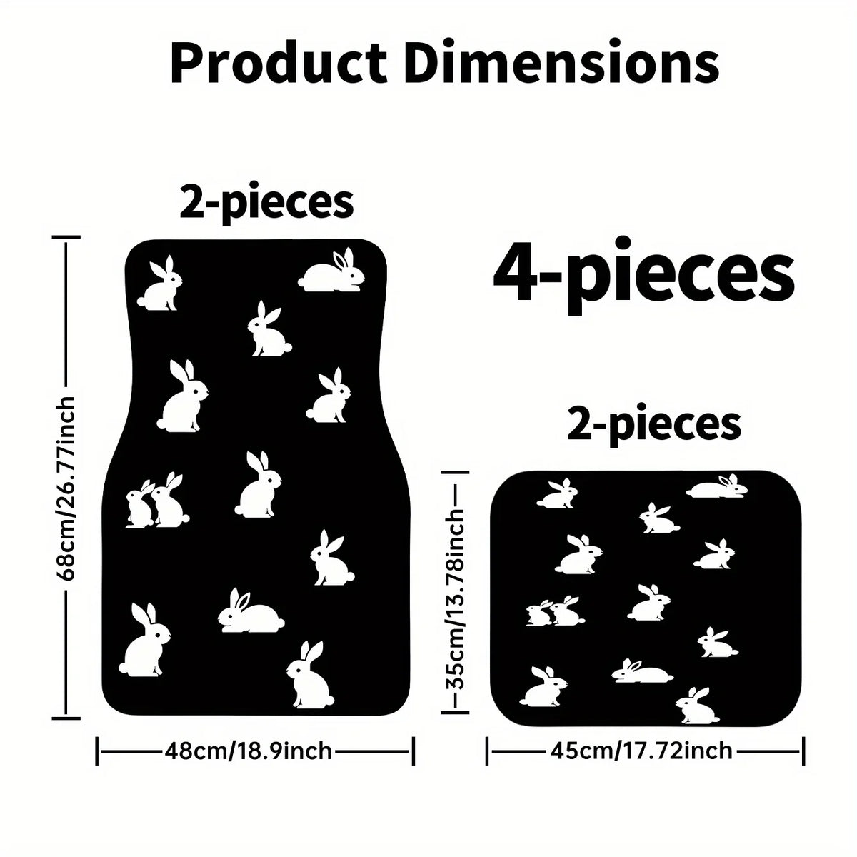 4-Piece Rabbit Print Car Floor Mats – Universal Fit | HIP Car Floor Mats HIP