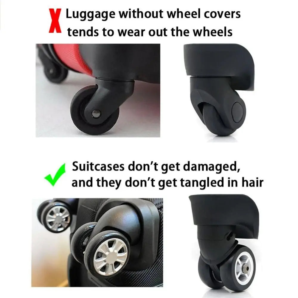 8-Pack Silicone Luggage Wheel Covers – Quiet & Smooth Travel Luggage Wheel Covers HIP