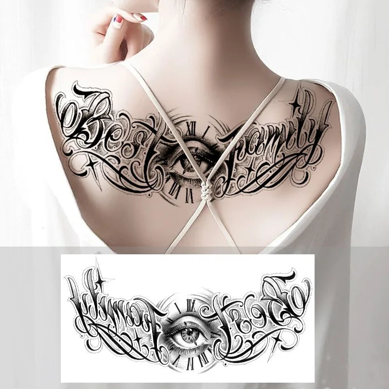 Large Waterproof Temporary Tattoo Sticker – Floral Butterfly Gem