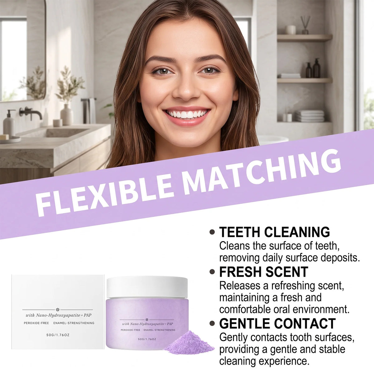 Mint Teeth Brightening Powder – Enamel-Safe Whitening 50g Tooth Whitening Powder HIP