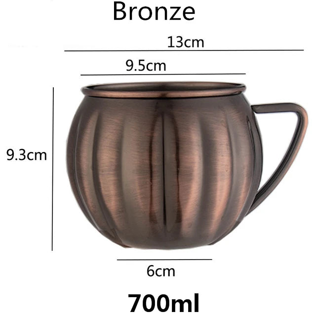 700ml Pumpkin Copper Stainless Steel Beer & Coffee Mug Stainless Steel Mug HIP Bronze 700ml send as picture