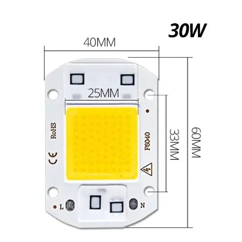 LED Chip COB Lamp Bead 20W 30W 50W LED 220V 110V Smart IC No Need Driver DIY Flood Light Led Matrix Spotlight Outdoor Chip Lamp HIP 30W Cold White 220V