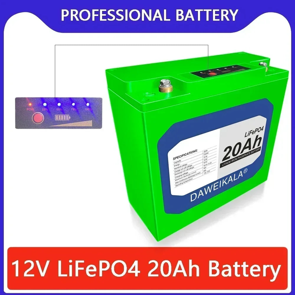 12V 20Ah LiFePO4 Deep Cycle Battery with BMS & Display LiFePO4 Battery HIP