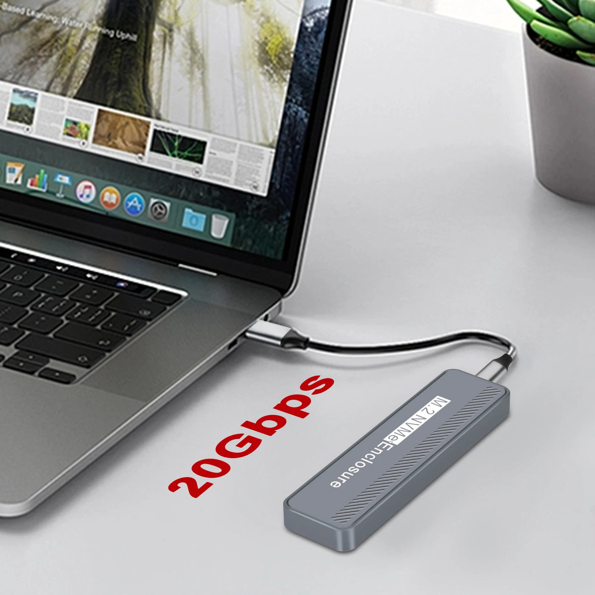 M.2 NVMe SSD Enclosure USB 3.2 Gen2×2 20Gbps Up to 4TB SSD Enclosure HIP