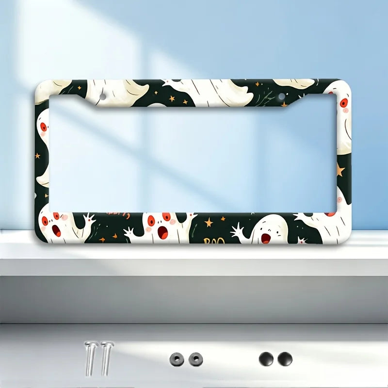 Halloween Ghost Boo Aluminum License Plate Frame | Car Gift License Plate Frame HIP 1
