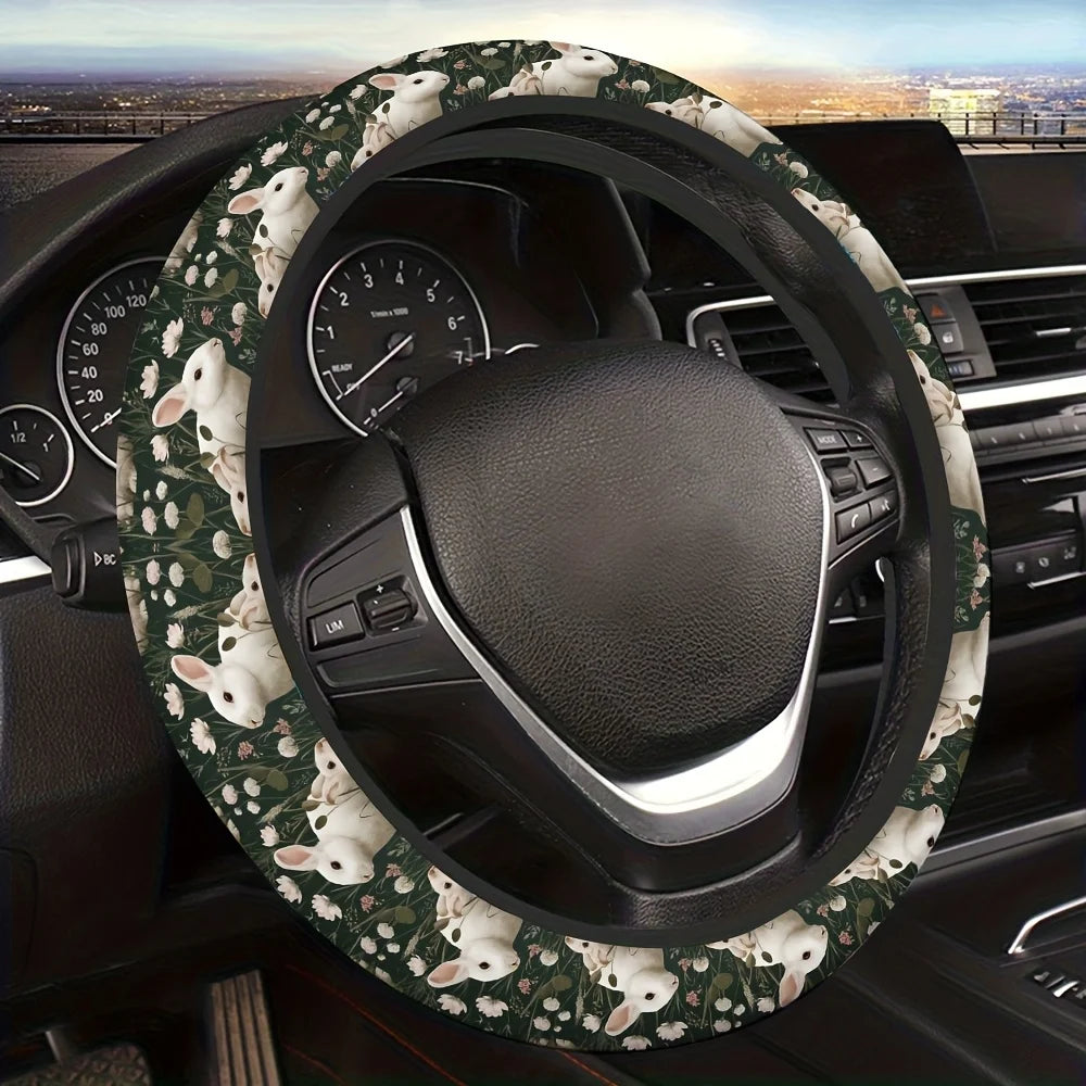 Easter Rabbit Floral Steering Wheel Cover – Soft Grip Steering Wheel Cover HIP 1