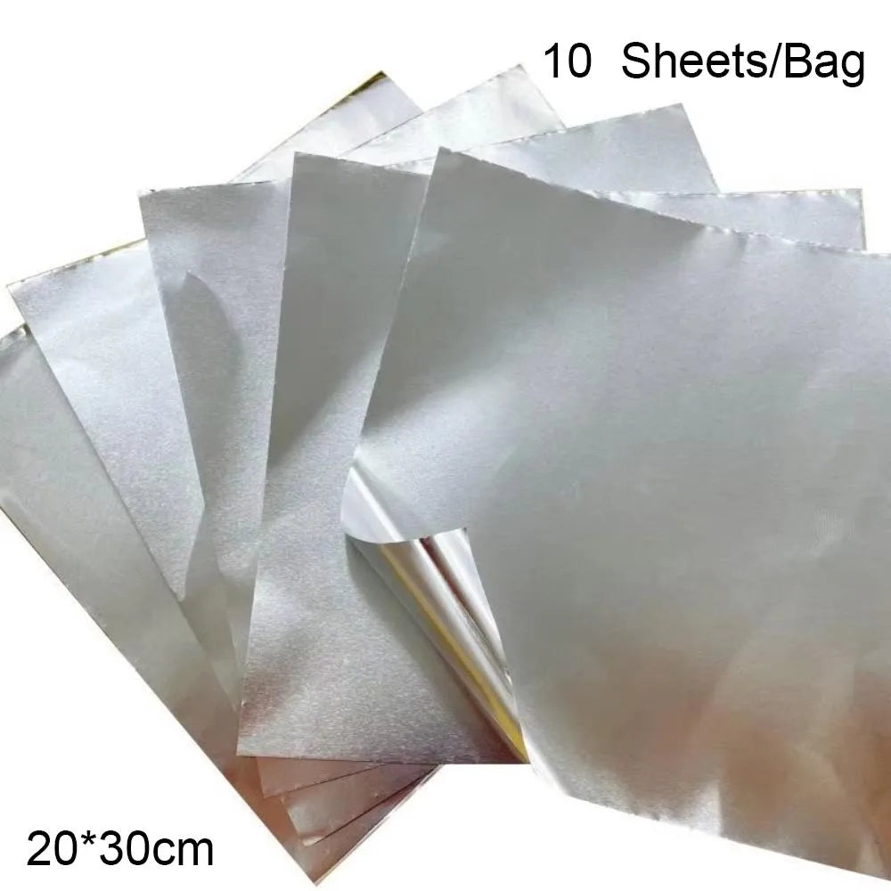 70 Micron Gold Silver Aluminum Foil Art Paper – DIY Engraving Foil Art Paper HIP 20-30cm-10Pcs Silver