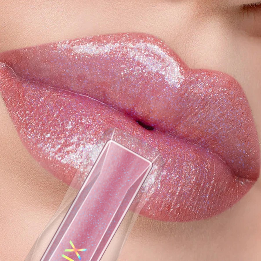 1PC Shimmer Lip Gloss For Fuller Lip Effect, Moisturizing Lip Care Lip Essence Long Lasting Lip Glaze Sexy Lips Makeup Pink Red HIP
