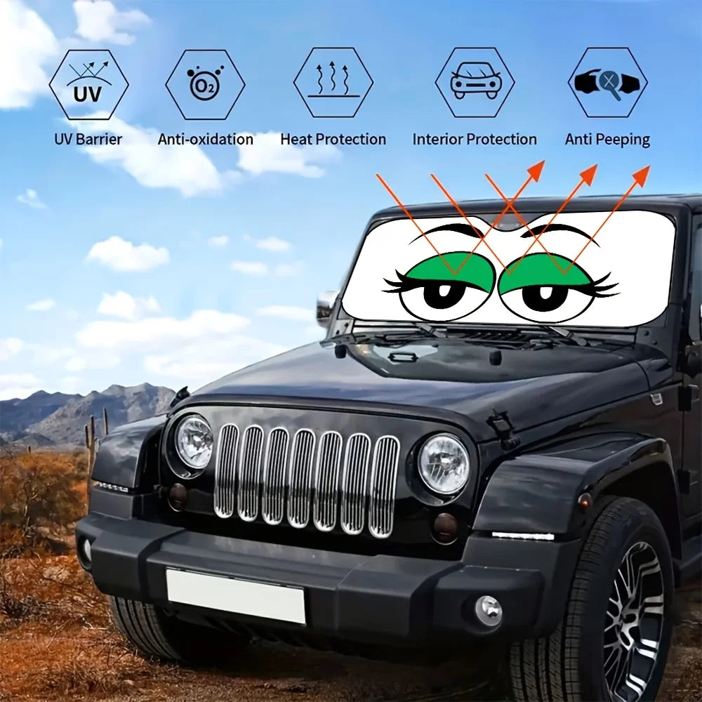 Cartoon Eyelashes Foldable Car Windshield Sunshade – Universal Car Windshield Sunshade HIP