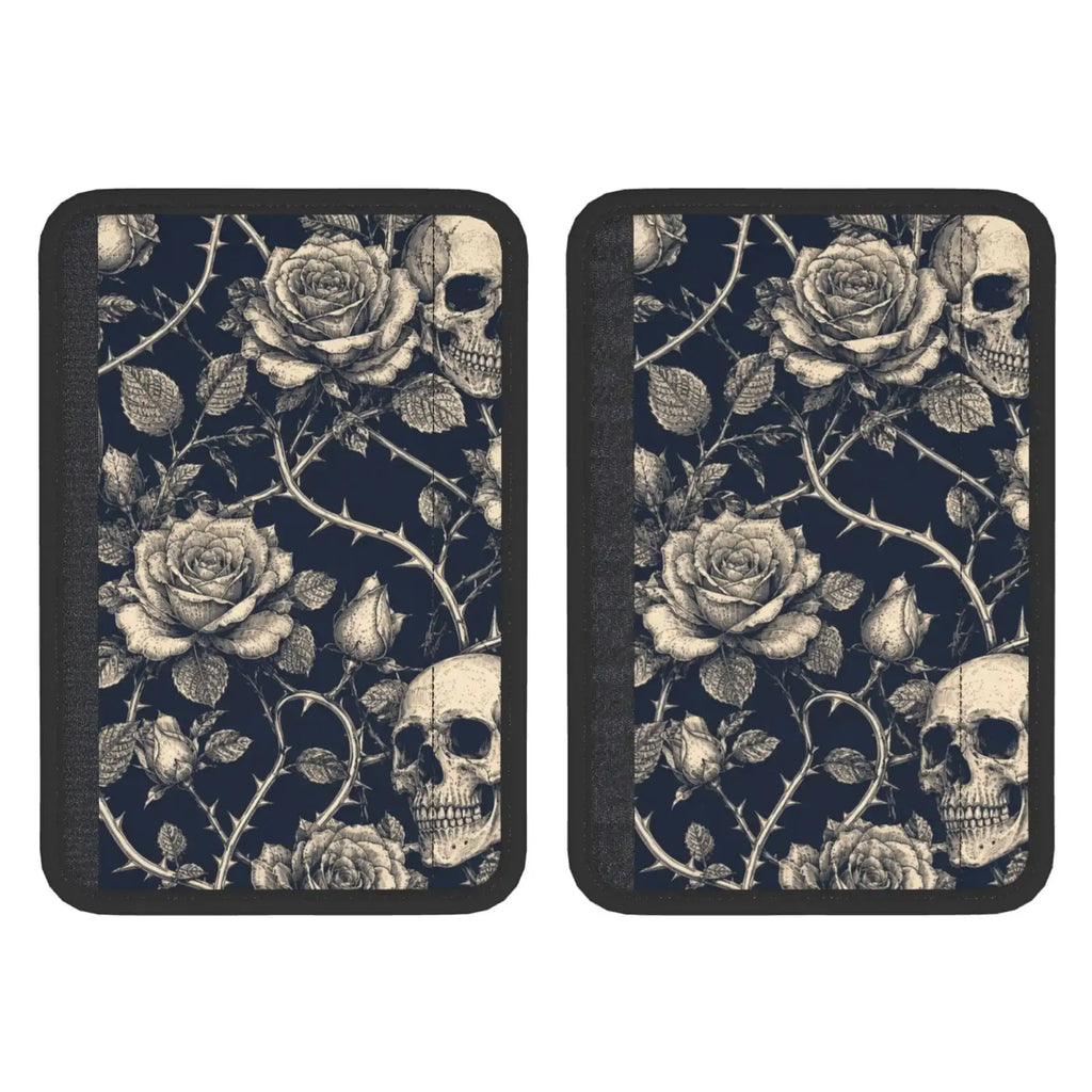 Gothic Skulls & Roses Seat Belt Shoulder Pads – 2-Pack Seat Belt Cover HIP black