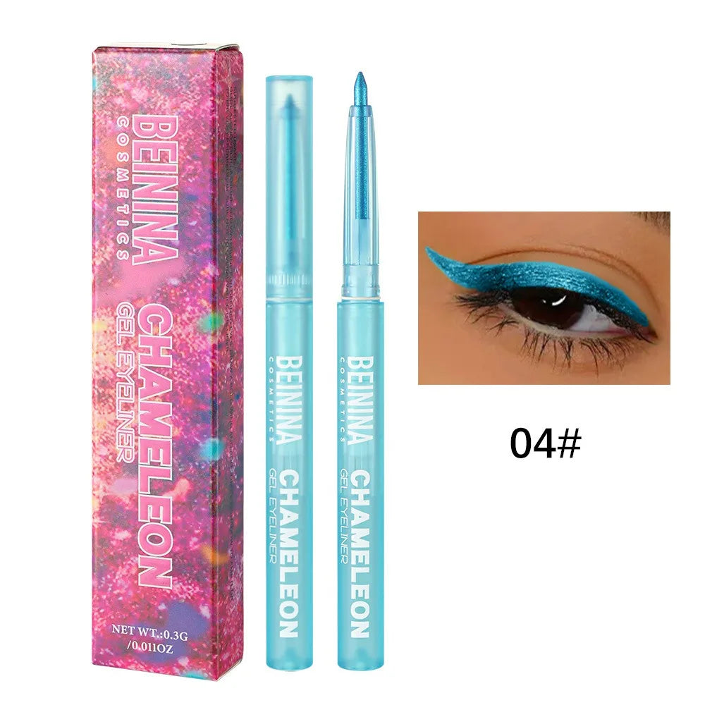 Shiny Chameleon Metallic Yellow Eyeliner Gel Pen Eyeshadow Multicolor Eye Liner Pearlescent Polarized Glitter Eye Pigment Makeup HIP 04 Light Blue