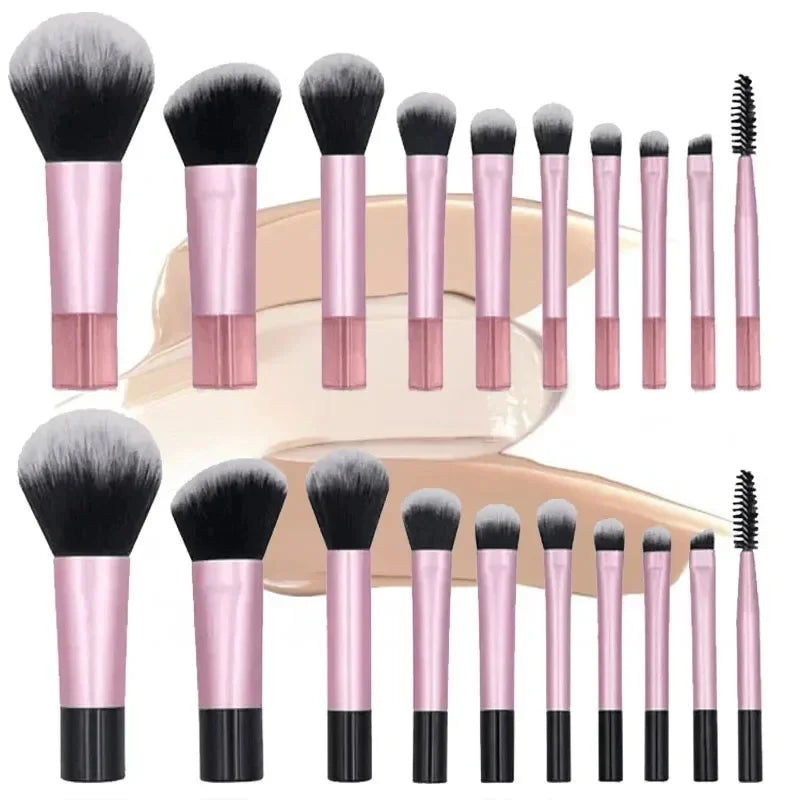 10-Pc Mini Makeup Brush Set – Powder, Blush & Eyeshadow Mini Makeup Brush Set HIP