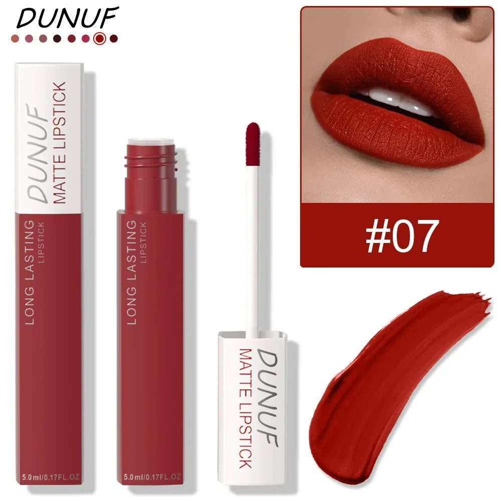8 Colors Liquid Lipstick Nude Orange Brown Matte Velvet Lip Glaze Non-stick Cup Not Easy To Fade Clay Lip Gloss Lipstick Makeup HIP 07