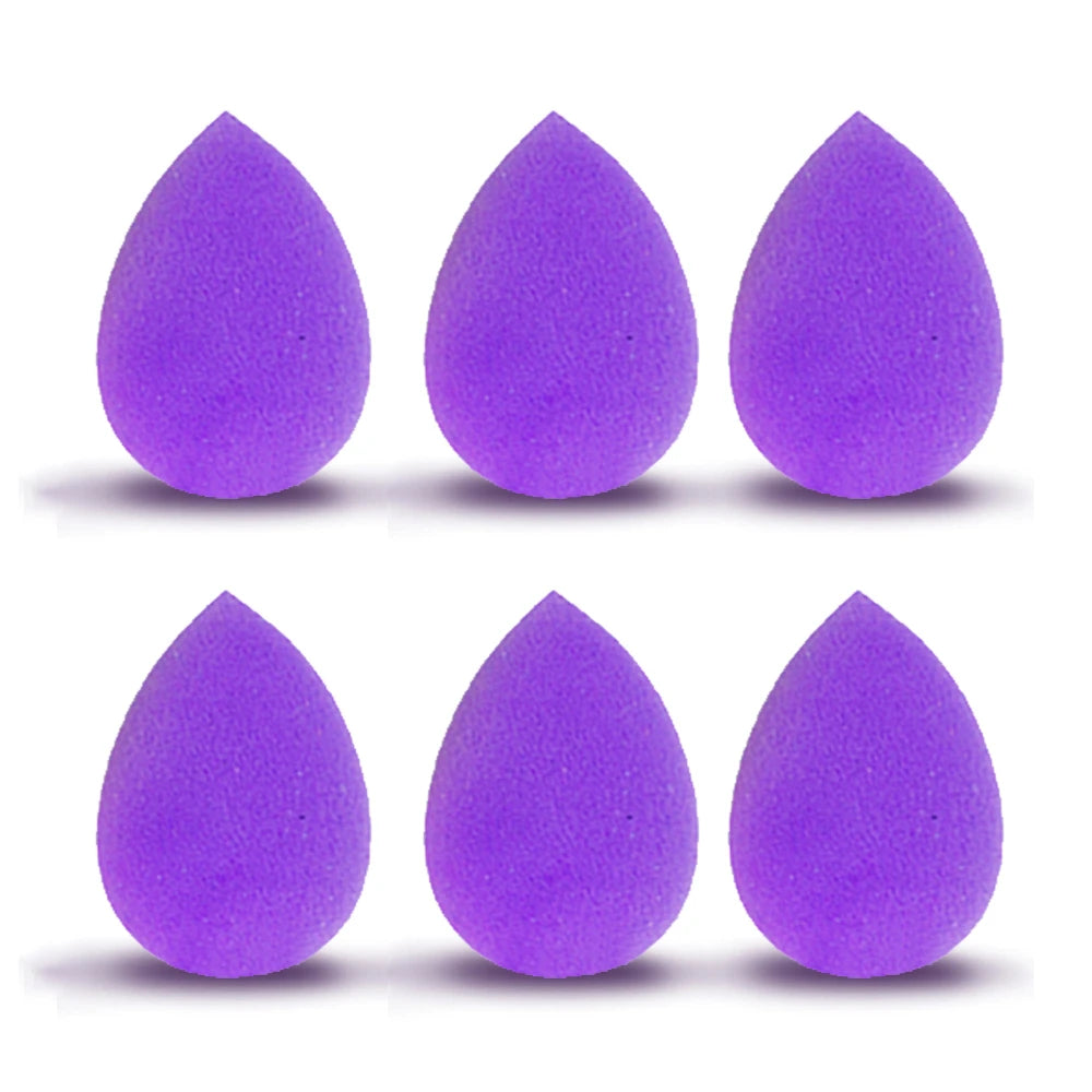 6pcs Mini Makeup Sponge Puff Beauty Powder Sponge for Makeup Concealer Liquid Foundation Face Cosmetic Puff Make Up Sponge HIP Purple No Bag