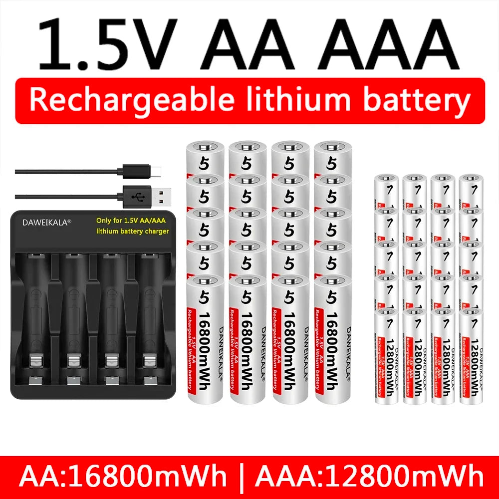 DAWEIKALA AA AAA 1.5V Rechargeable Lithium Batteries Rechargeable Batteries HIP