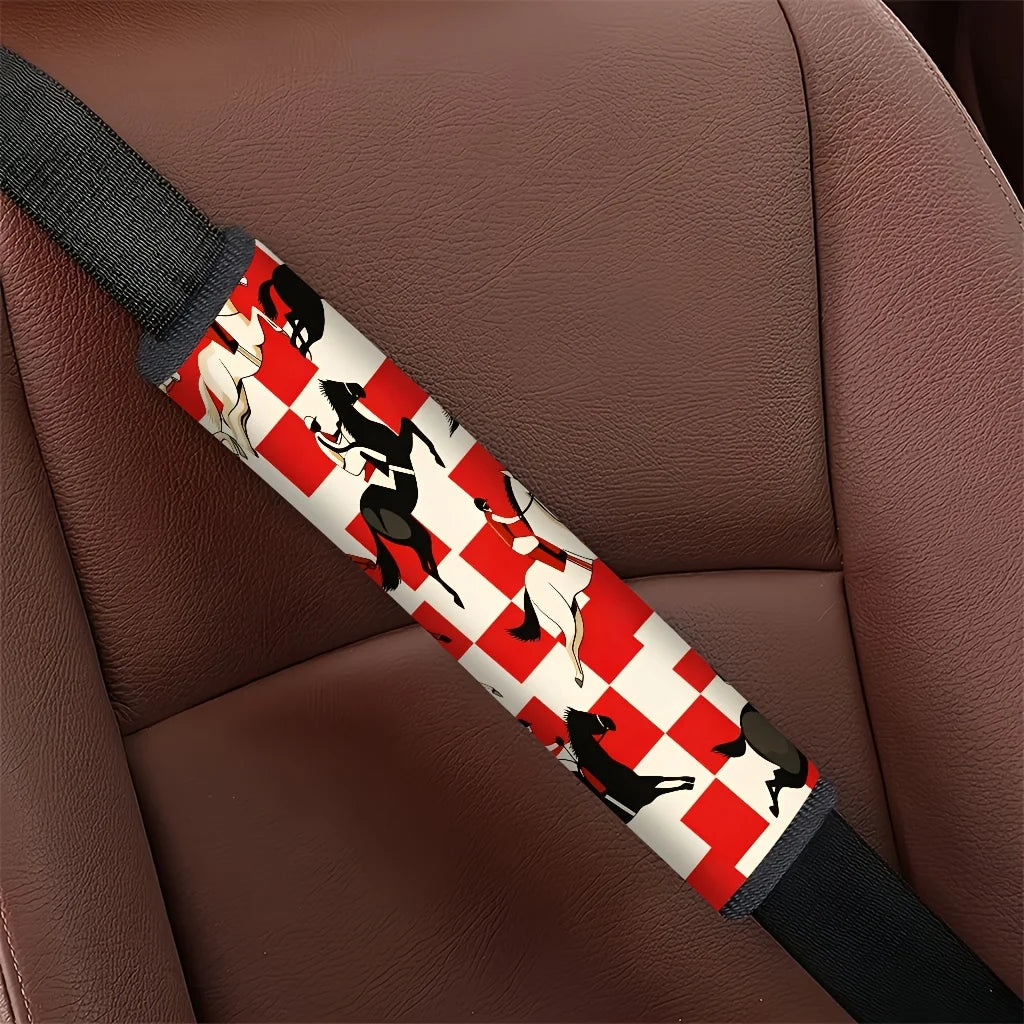 2-Pack Horse & Rider Print Car Seat Belt Shoulder Pad Covers Seat Belt Cover HIP