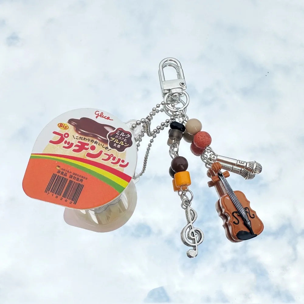 Japanese Pudding Keychain – Retro Boho Beads Charm Pendant Novelty Keychain HIP