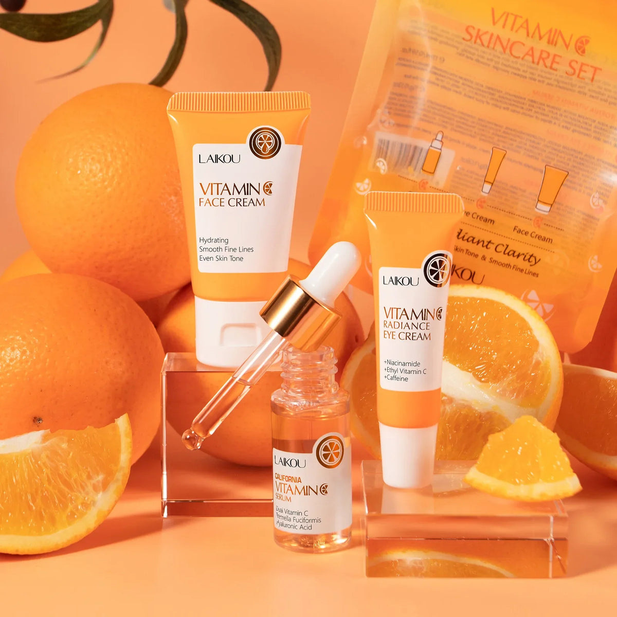 LAIKOU Vitamin C 3-Piece Skincare Set – Serum, Eye Cream & Moisturizer Skincare Gift Set HIP