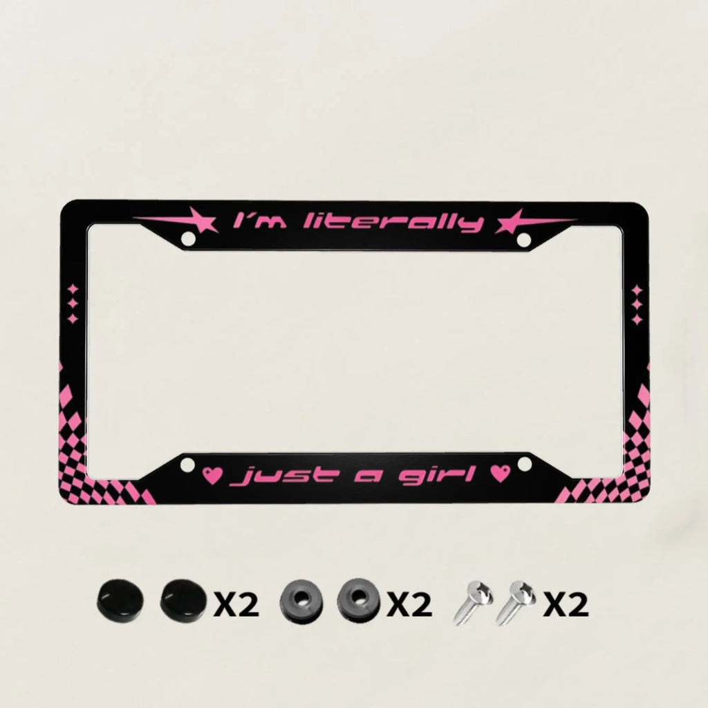 "I'm Just a Girl" Pink & Black Aluminum License Plate Frame License Plate Frame HIP 1