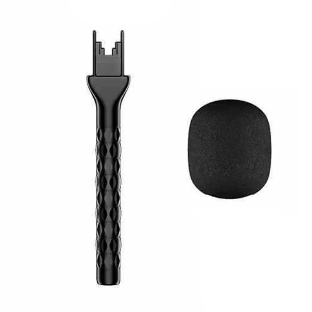 Lavalier Mic Handheld Grip Stick with Windproof Sponge – Black Microphone Grip Adaptor HIP 1 Set