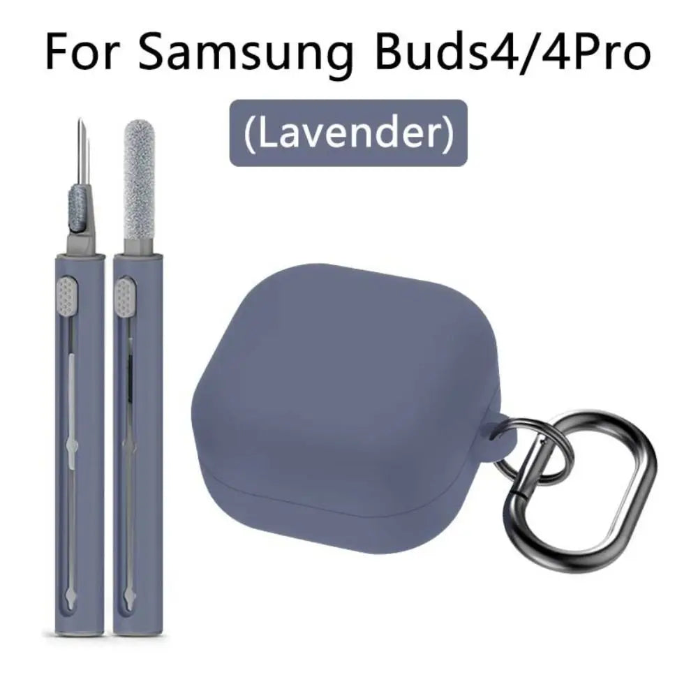 Silicone Case with Keychain & Cleaning Pen – Samsung Buds 4/4 Pro Earbud Protective Case HIP