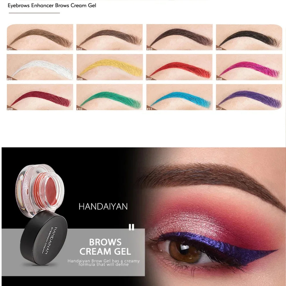 HANDAIYAN Waterproof Eyebrow Cream Gel – 12 Colors | High Pigment Eyebrow Cream Gel HIP