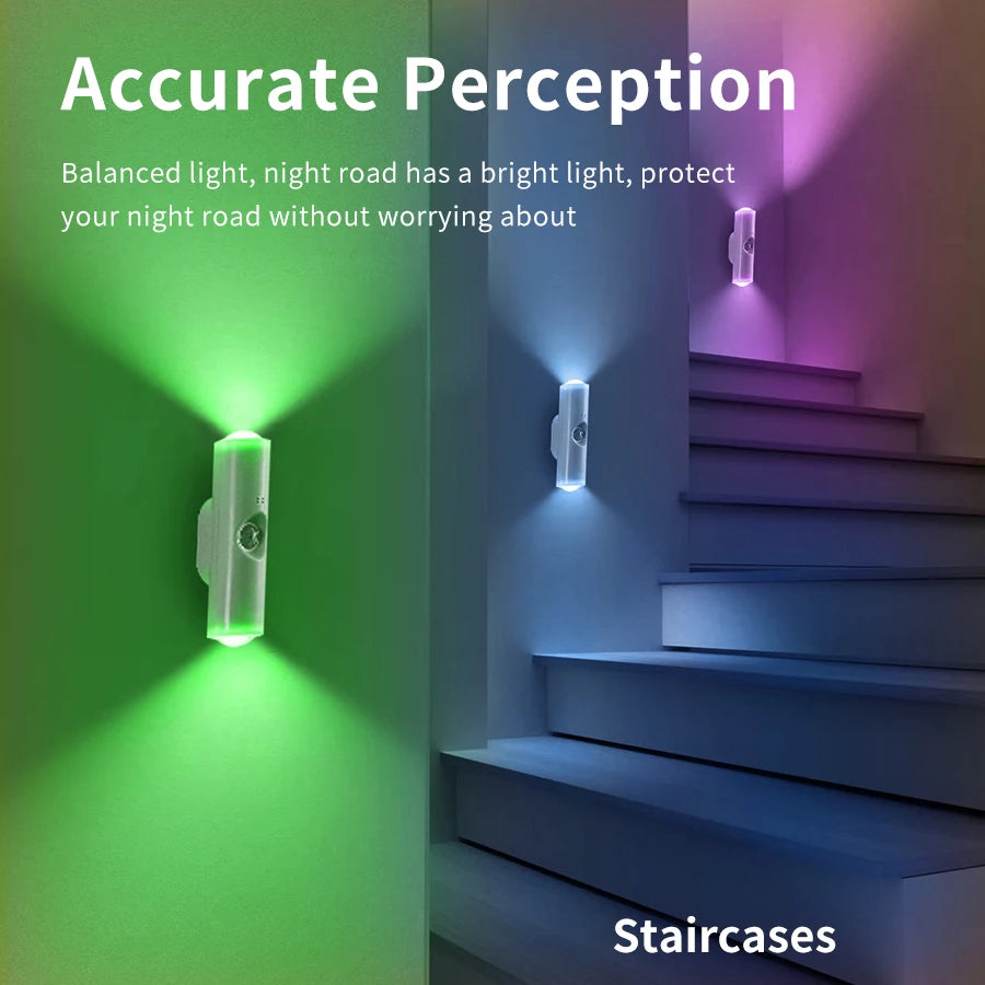 Magnetic Rechargeable LED Night Light RGB Sunset Lamp Wireless Wall Lamp With Motion Sensor For Stair Cabinet Hallway Room Decor HIP