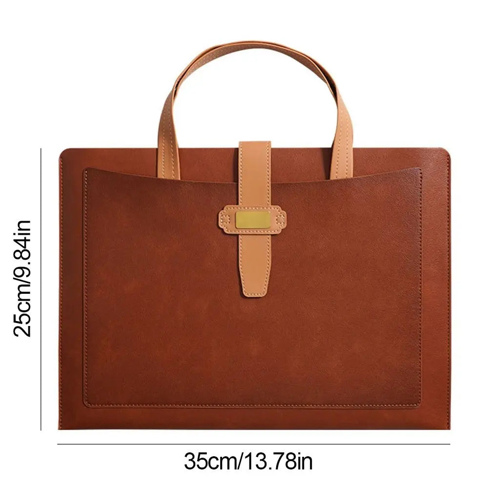 PU Leather A4 Document Bag – Large Capacity Business Briefcase Document Storage Bag HIP