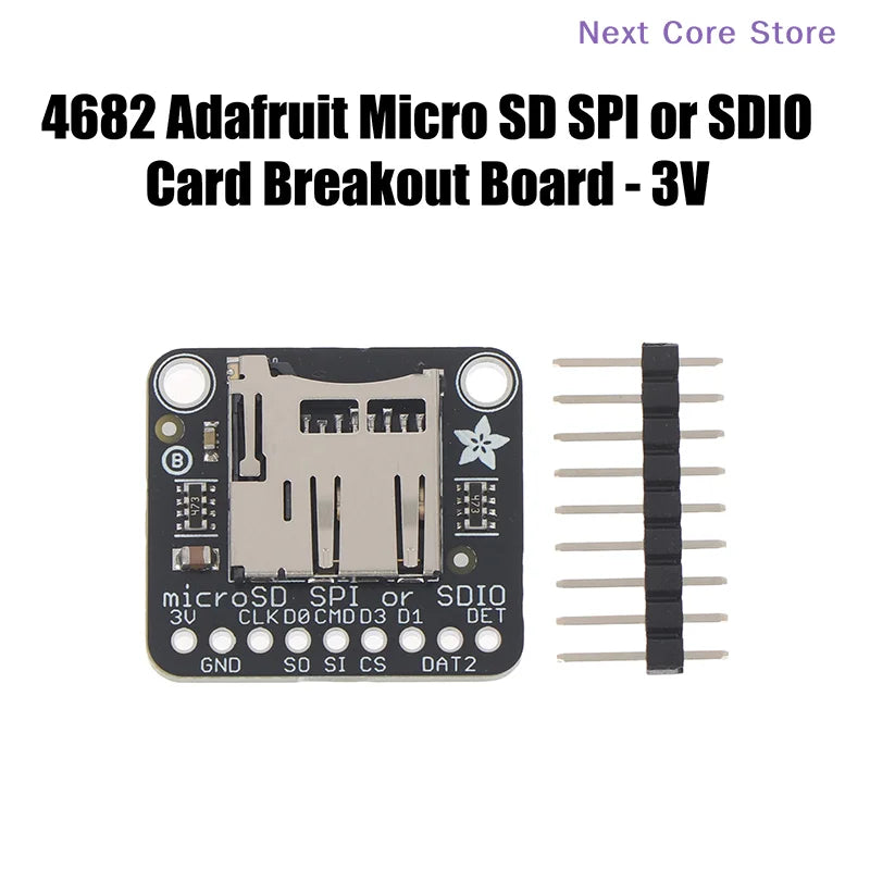 Adafruit #4682 SD SPI/SDIO Card Breakout Board – 3V Black SD Card Breakout Board HIP