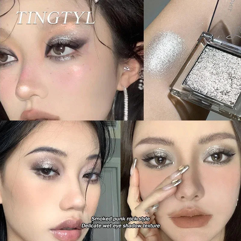 Wet Gel Eyeshadow Black Silver Glitter Eye Shadow Palette Punk Smoky Metallic Eye Pigments Highlight Contour Face Blush Cosmetic HIP